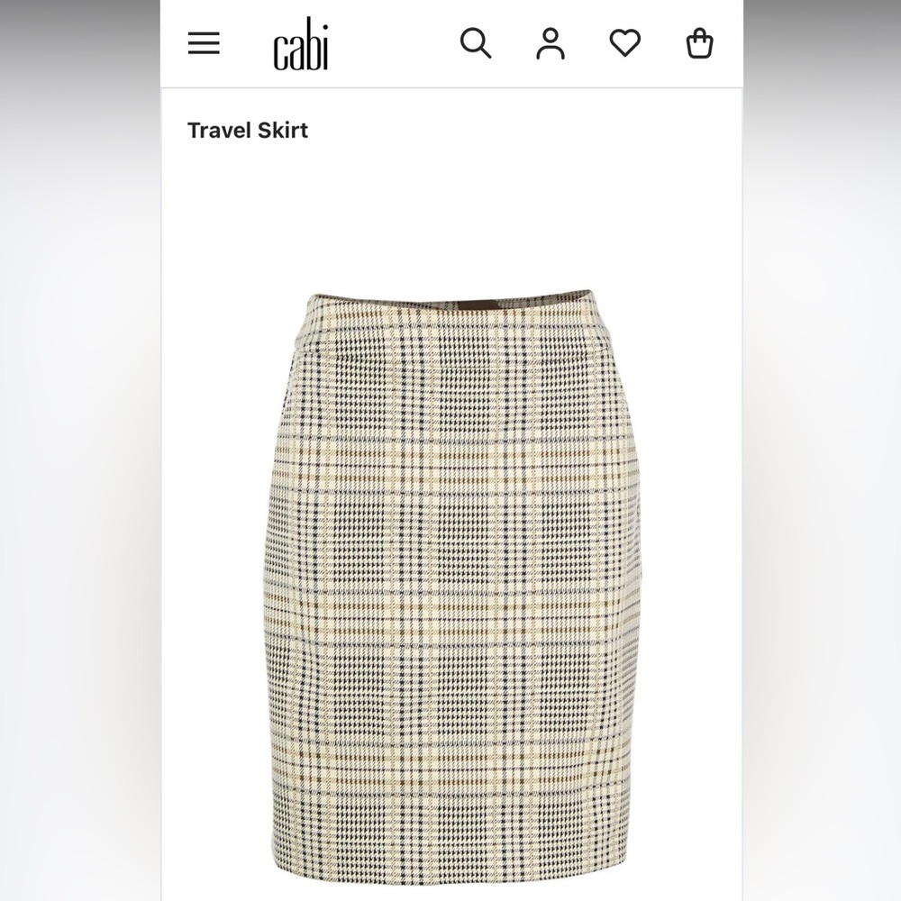 CAbi Brown, Cream, Black, gold Plaid Midi Skirt